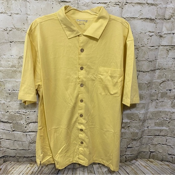 NWT Sportif Butter Yellow Gulf Stream Cotton Button Up Shirt - Picture 1 of 5